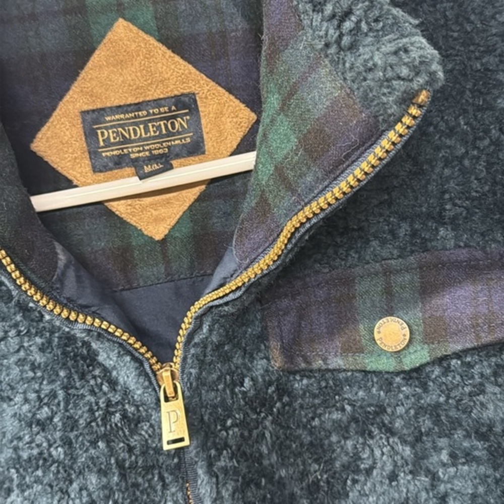Pendleton Jacket Womens Medium Blue Deep Pile Fuz… - image 2